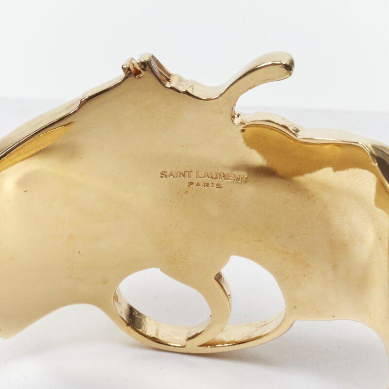 rare SAINT LAURENT 2014 Hedi Slimane Revolver Pistolver Gun bracelet en laiton doré en vente 5