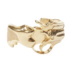 rare SAINT LAURENT 2014 Hedi Slimane Revolver Pistol Gun gold brass bracelet