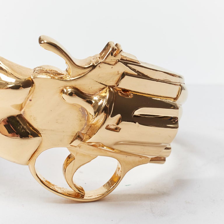 rare SAINT LAURENT 2014 Hedi Slimane Revolver Pistol Gun gold brass ...
