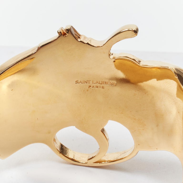 rare SAINT LAURENT 2014 Hedi Slimane Revolver Pistol Gun gold brass ...