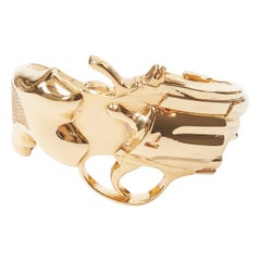 rare SAINT LAURENT 2014 Hedi Slimane Revolver Pistol Gun gold brass cuff