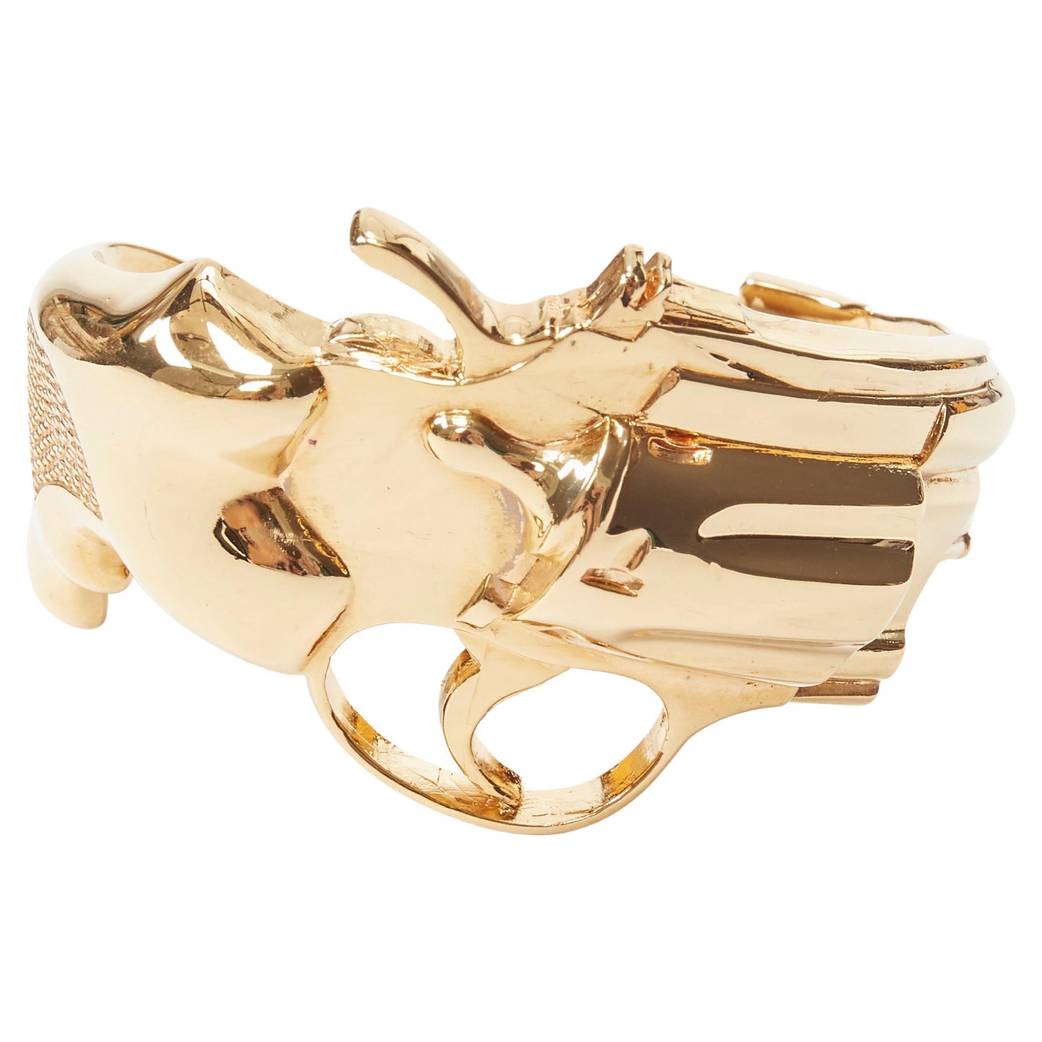 rare SAINT LAURENT 2014 Hedi Slimane Revolver Pistol Gun gold brass cuff