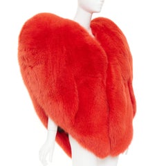 rare SAINT LAURENT 2016 Runway red fox fur heart shaped cape coat Rihanna