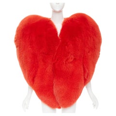 rare SAINT LAURENT 2016 Runway red fox fur heart shaped cape coat Rihanna