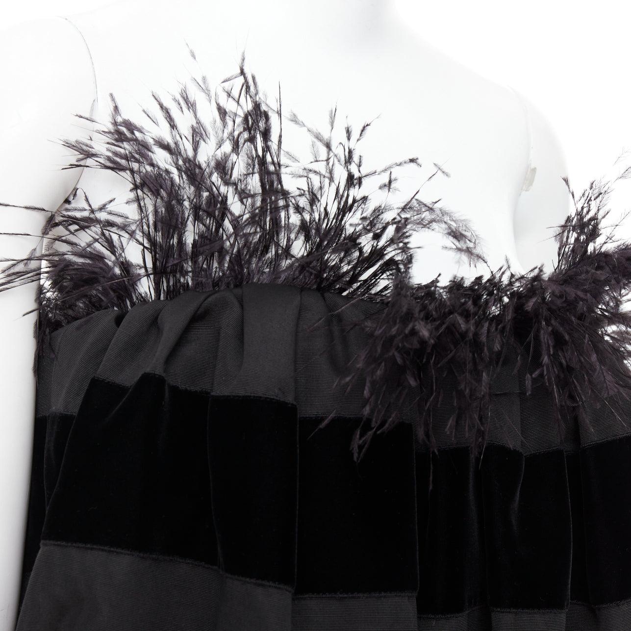 rare SAINT LAURENT 2021 Runway black feather trim silk velvet striped Le Pouf mini dress FR36 S
Reference: TGAS/E00640
Brand: Saint Laurent
Designer: Anthony Vaccarello
Collection: 2021 - Runway
Material: Acetate, Wool
Color: Black
Pattern: