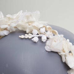 rare SAINT LAURENT 2023 Runway Bohemian Bridal rose bud silk voile headband