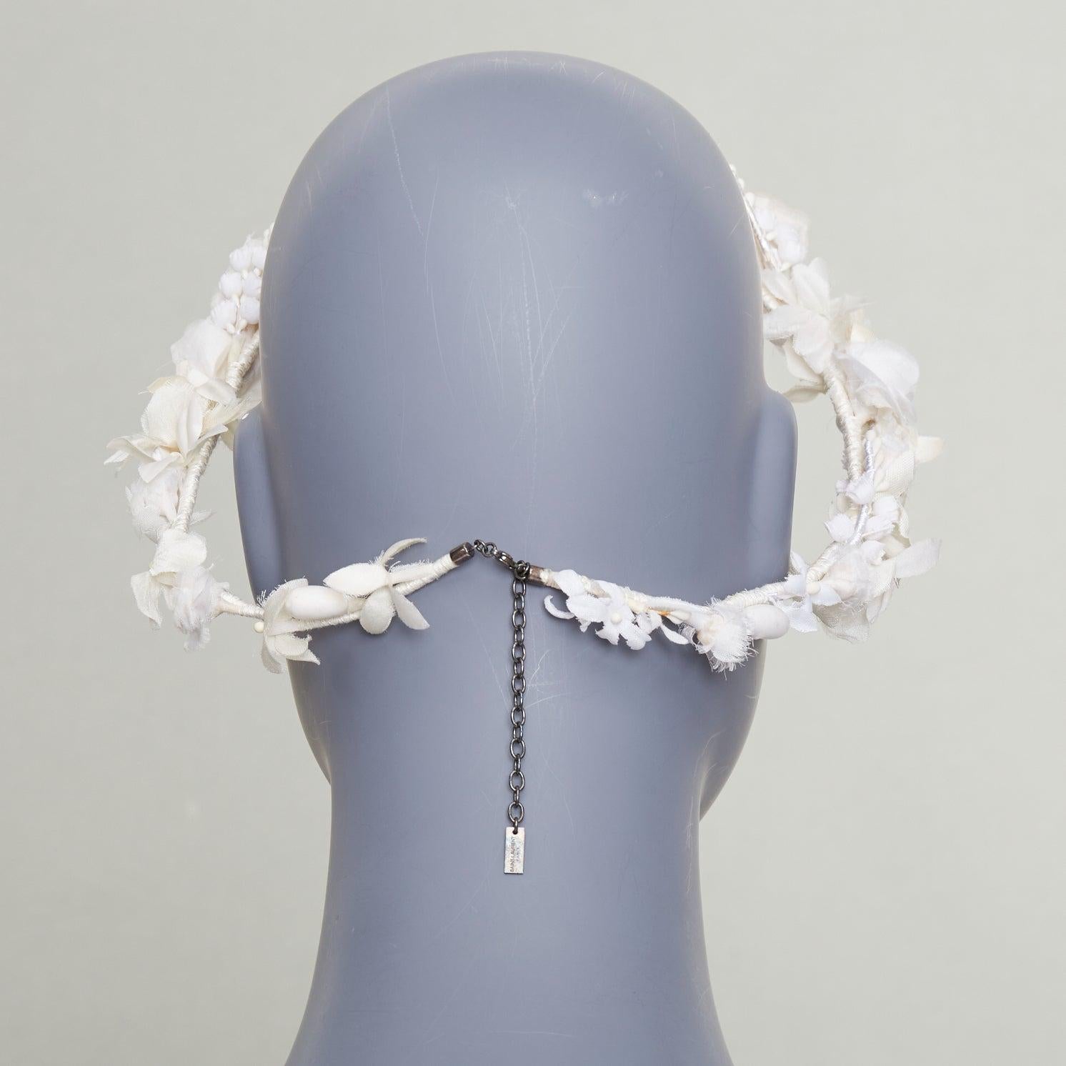 rare SAINT LAURENT 2023 Runway Bohemian Bridal rose bud silk voile headband in vendita 1