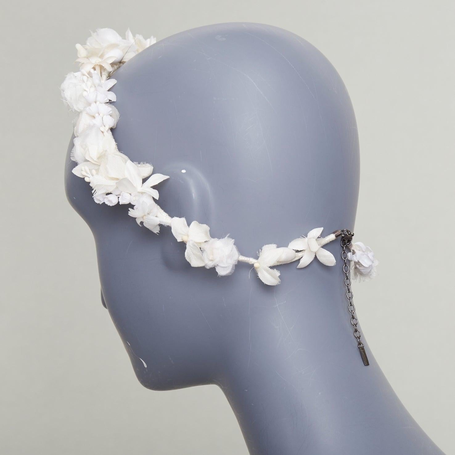 rare SAINT LAURENT 2023 Runway Bohemian Bridal rose bud silk voile headband in vendita 2