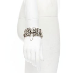 raro SAINT LAURENT Grunge Punk brazalete brazalete de cadena de plata adornado con cristales