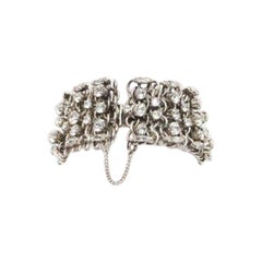 Rare SAINT LAURENT Grunge Punk crystal embellished silver chain bracelet cuff