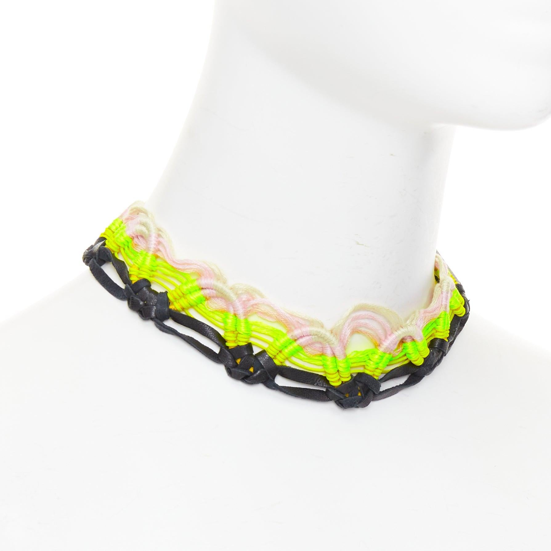 rare SAINT LAURENT Hedi Slimane 2015 Runway Surf Sound collier tressé en cuir Pour hommes en vente