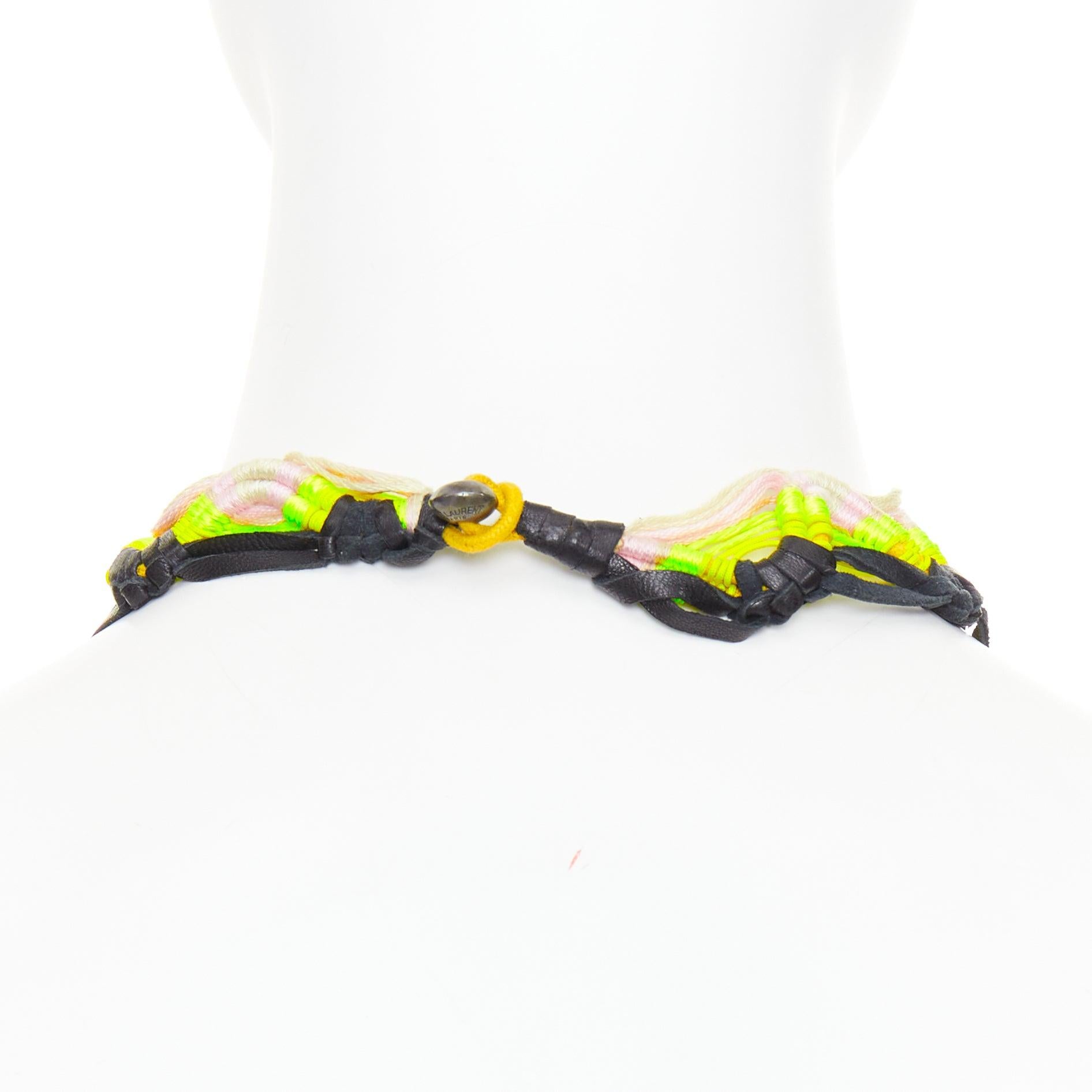 rare SAINT LAURENT Hedi Slimane 2015 Runway Surf Sound collier tressé en cuir en vente 2