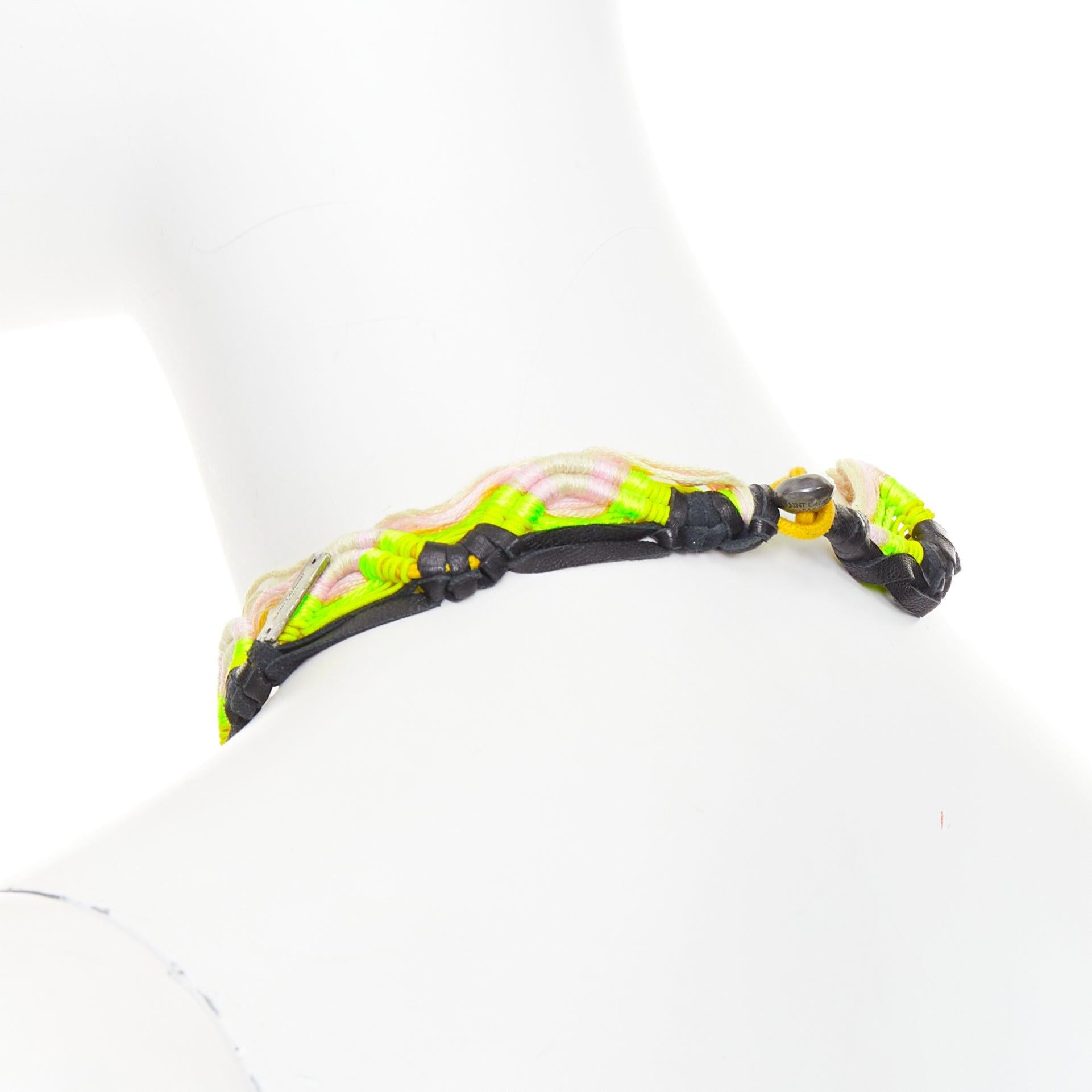 rare SAINT LAURENT Hedi Slimane 2015 Runway Surf Sound collier tressé en cuir en vente 3