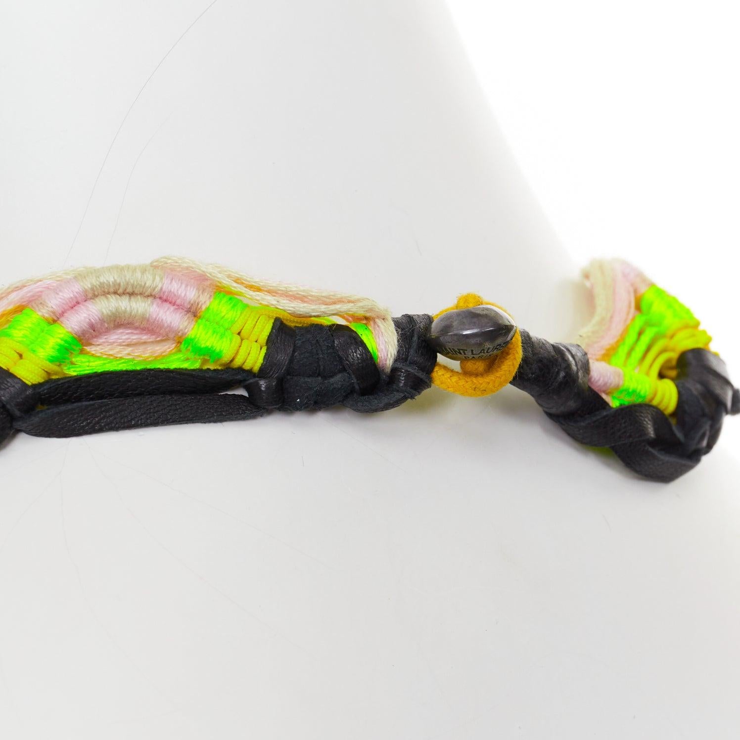rare SAINT LAURENT Hedi Slimane 2015 Runway Surf Sound collier tressé en cuir en vente 4