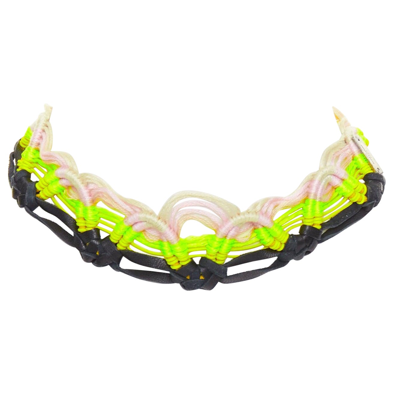 rare SAINT LAURENT Hedi Slimane 2015 Runway Surf Sound leather braided necklace