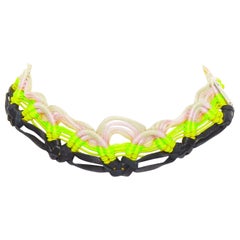 rare SAINT LAURENT Hedi Slimane 2015 Runway Surf Sound leather braided necklace