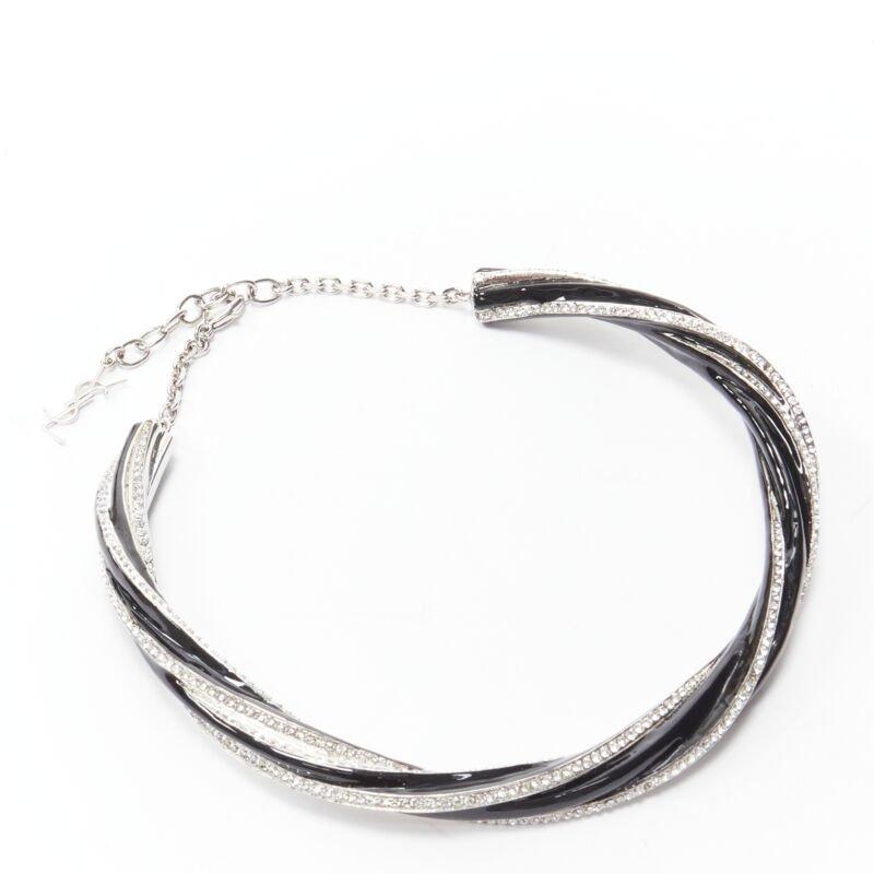 De las mujeres raro collar gargantilla SAINT LAURENT Hedi Slimane cristal negro twist charm YSL en venta