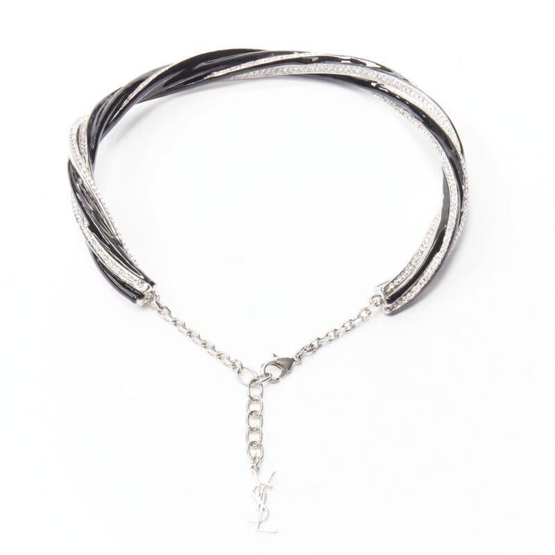 raro collar gargantilla SAINT LAURENT Hedi Slimane cristal negro twist charm YSL en venta 2