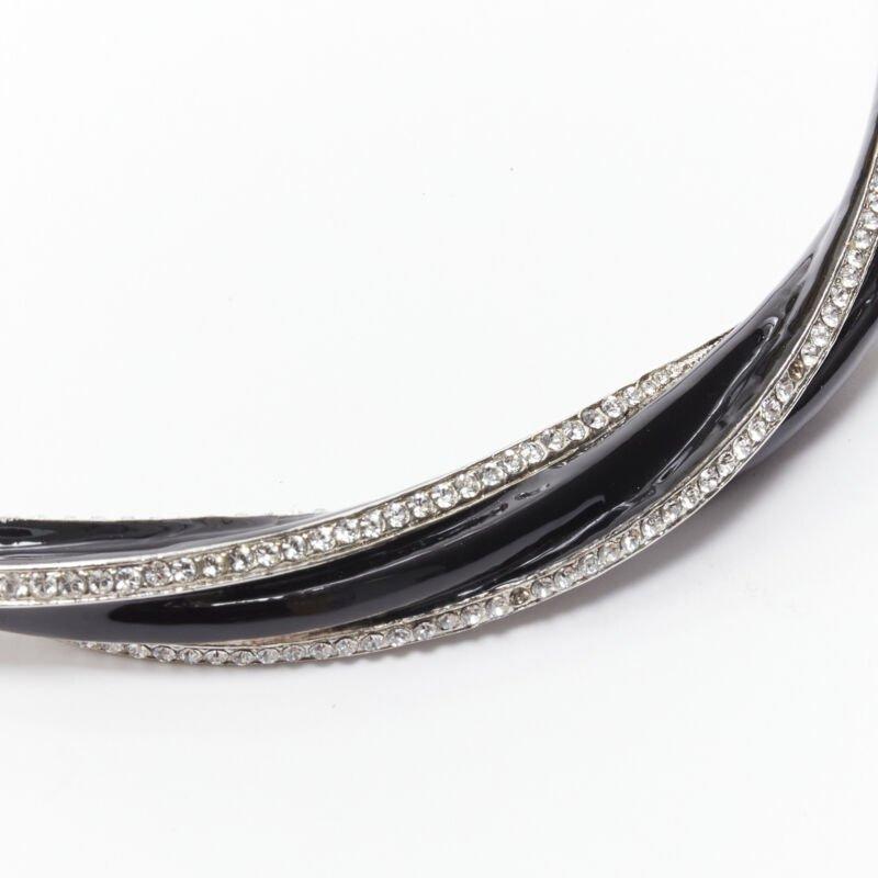 raro collar gargantilla SAINT LAURENT Hedi Slimane cristal negro twist charm YSL en venta 3