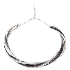 rare SAINT LAURENT Hedi Slimane crystal black twist YSL charm choker necklace
