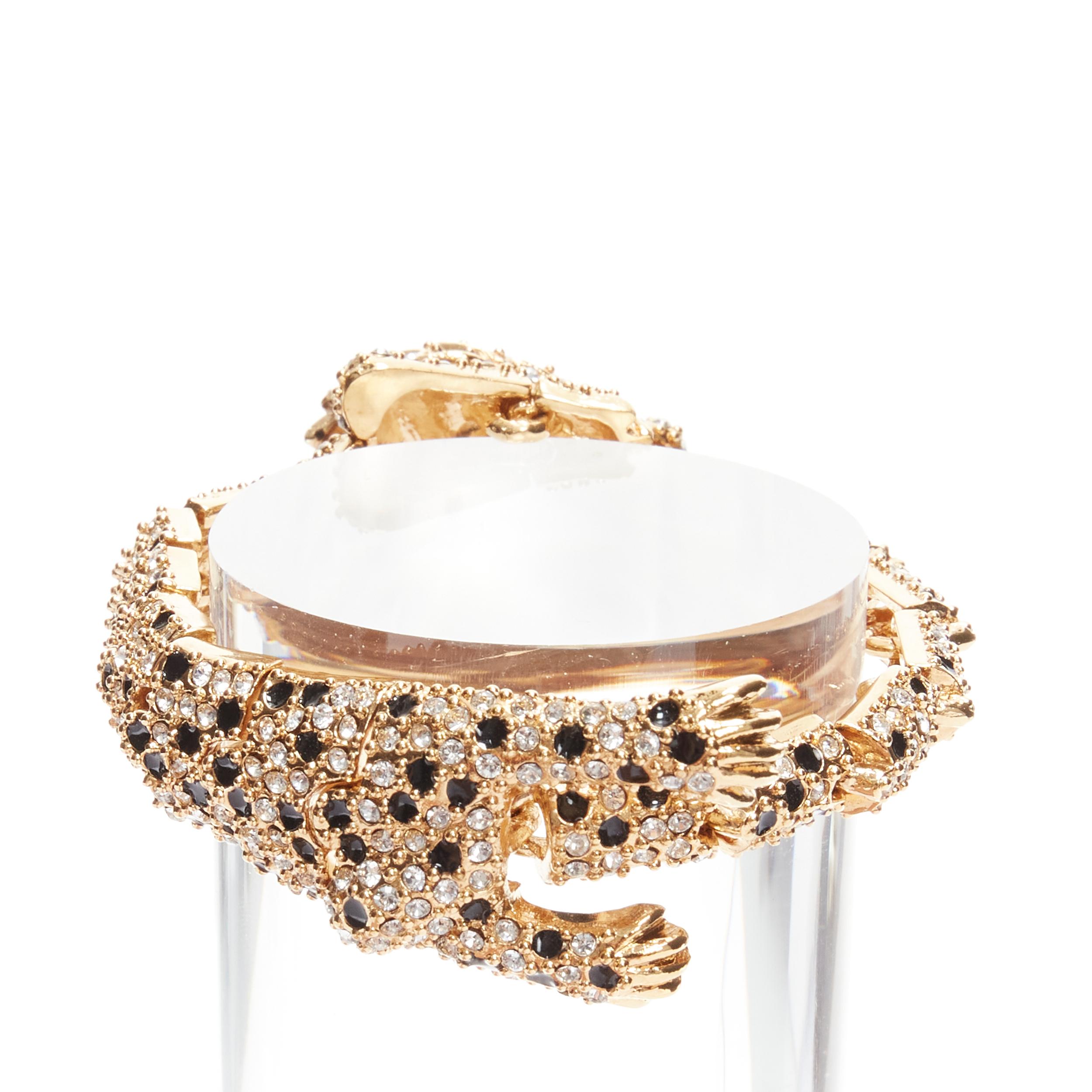 Gold rare SAINT LAURENT Hedi Slimane crystal encrusted gold lion  cocktail bracelet