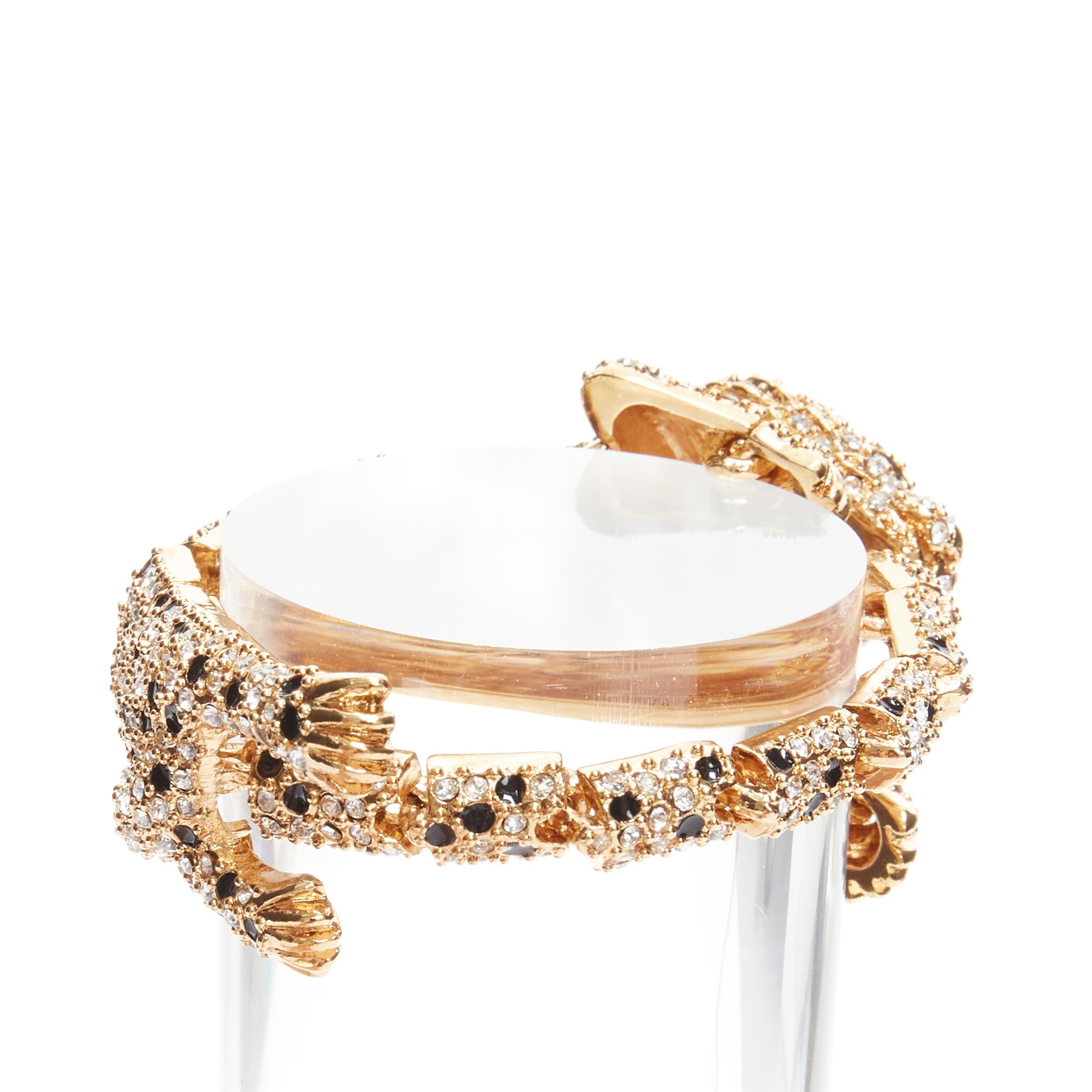 Women's rare SAINT LAURENT Hedi Slimane crystal encrusted gold lion  cocktail bracelet