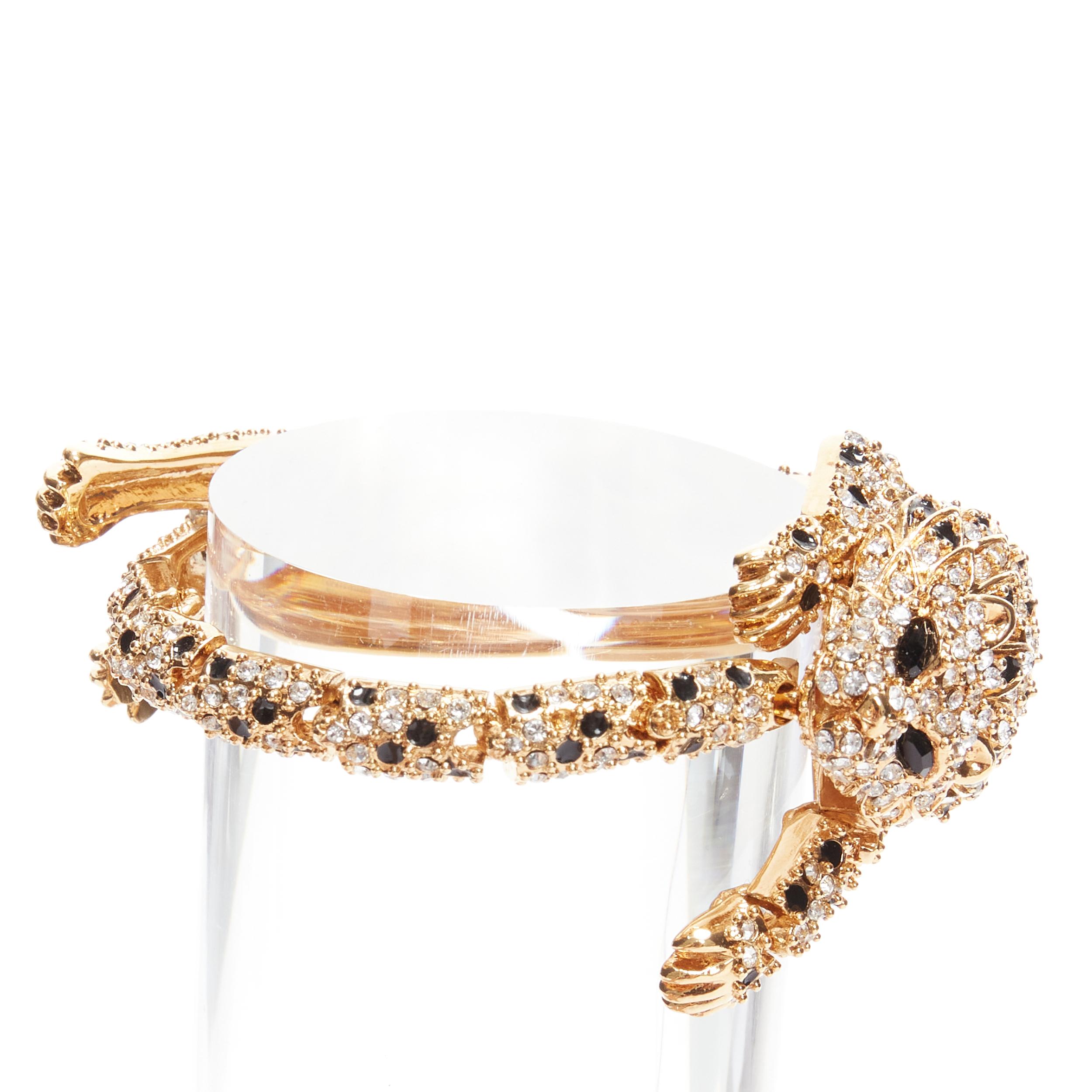 rare SAINT LAURENT Hedi Slimane crystal encrusted gold lion  cocktail bracelet 1