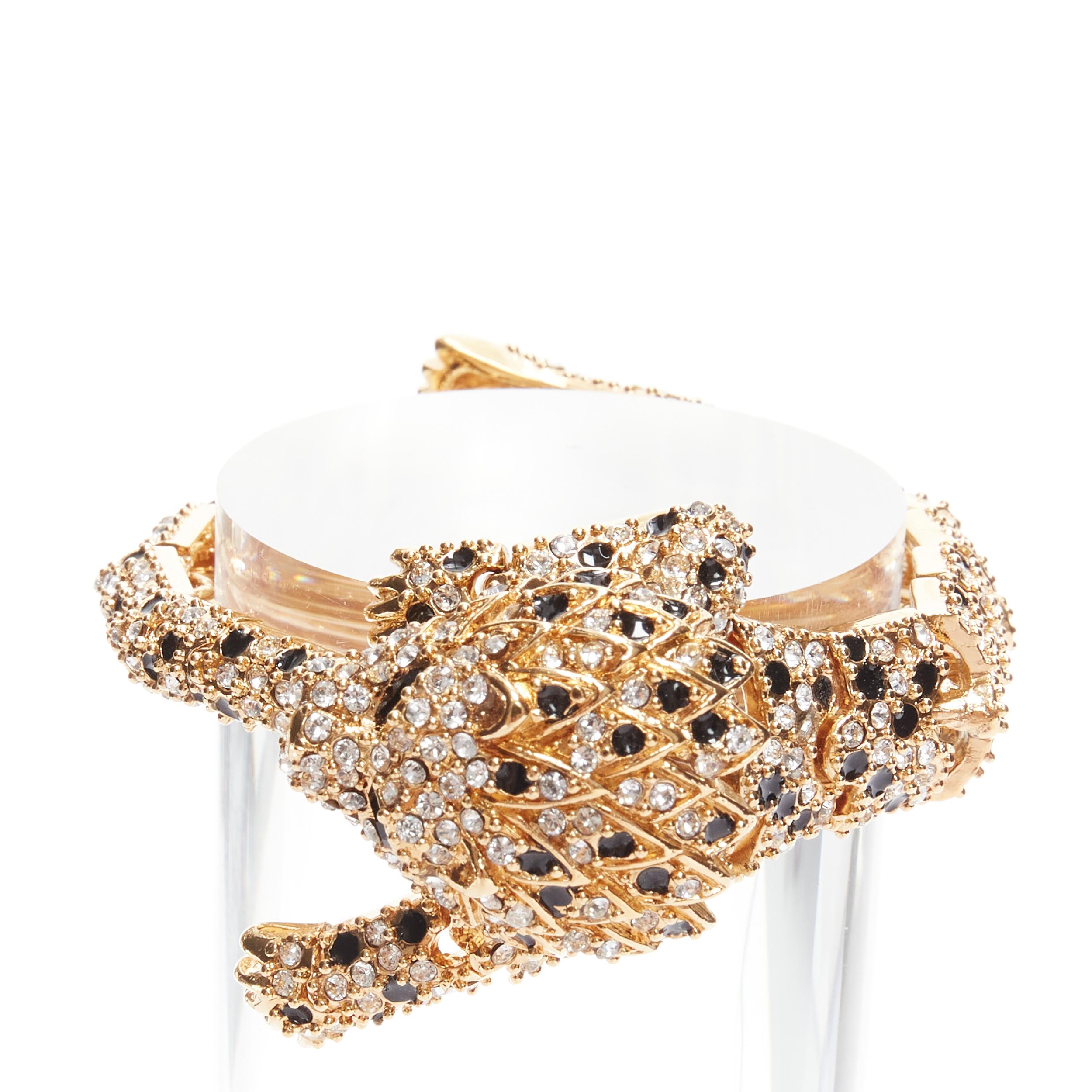 rare SAINT LAURENT Hedi Slimane crystal encrusted gold lion  cocktail bracelet 2