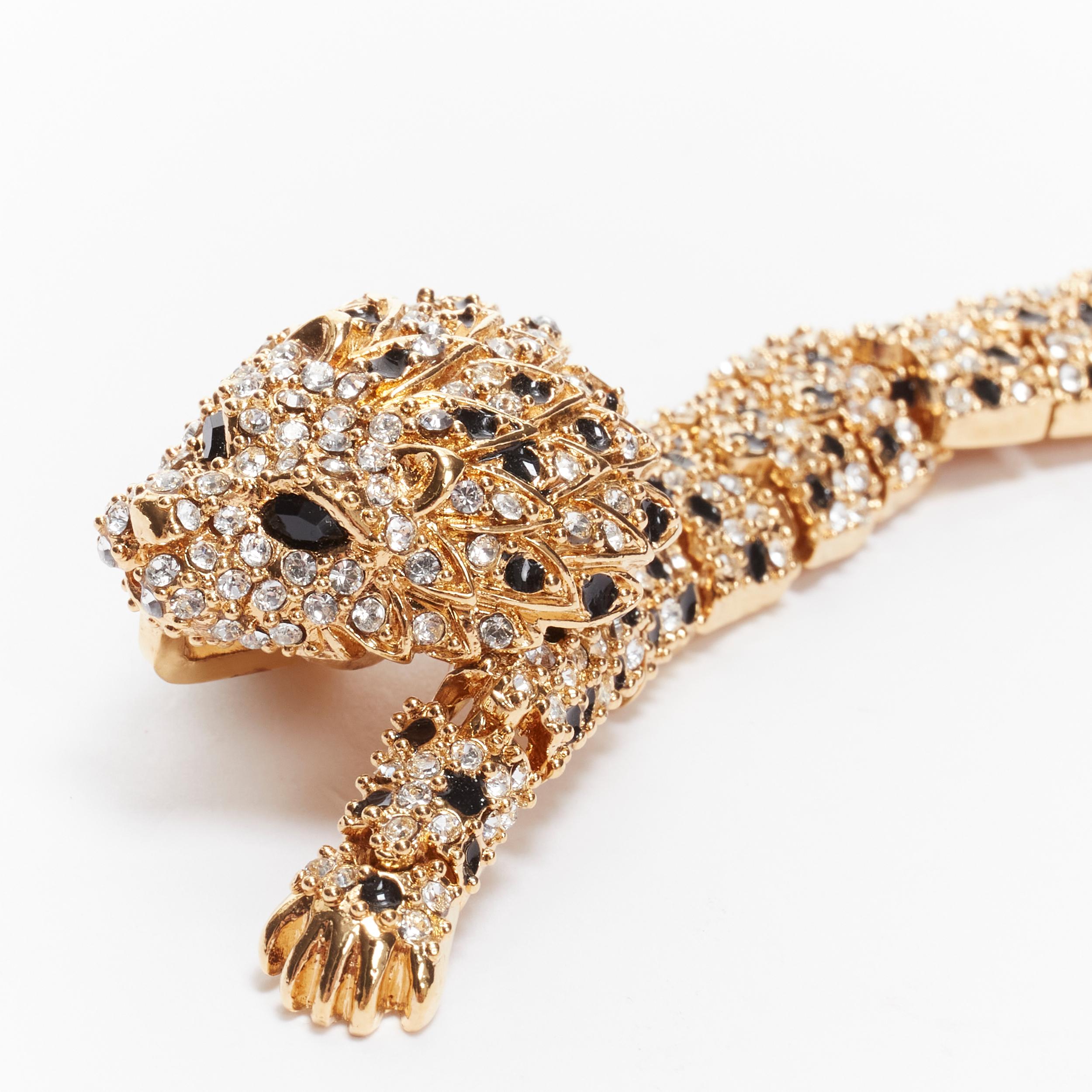 rare SAINT LAURENT Hedi Slimane crystal encrusted gold lion  cocktail bracelet 3