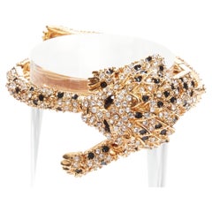 rare SAINT LAURENT Hedi Slimane crystal encrusted gold lion  cocktail bracelet