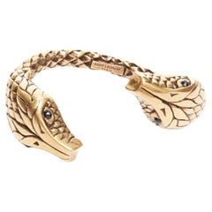 raro SAINT LAURENT Hedi Slimane bracciale con occhi di cristallo a doppia testa di serpente
