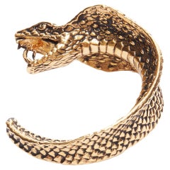 rare SAINT LAURENT Hedi Slimane gold metal Serpentine Cobra  cuff bracelet