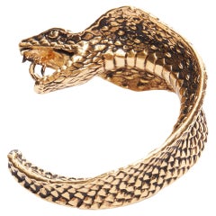 raro SAINT LAURENT Hedi Slimane in metallo dorato Serpentine Cobra bracciale a polsino