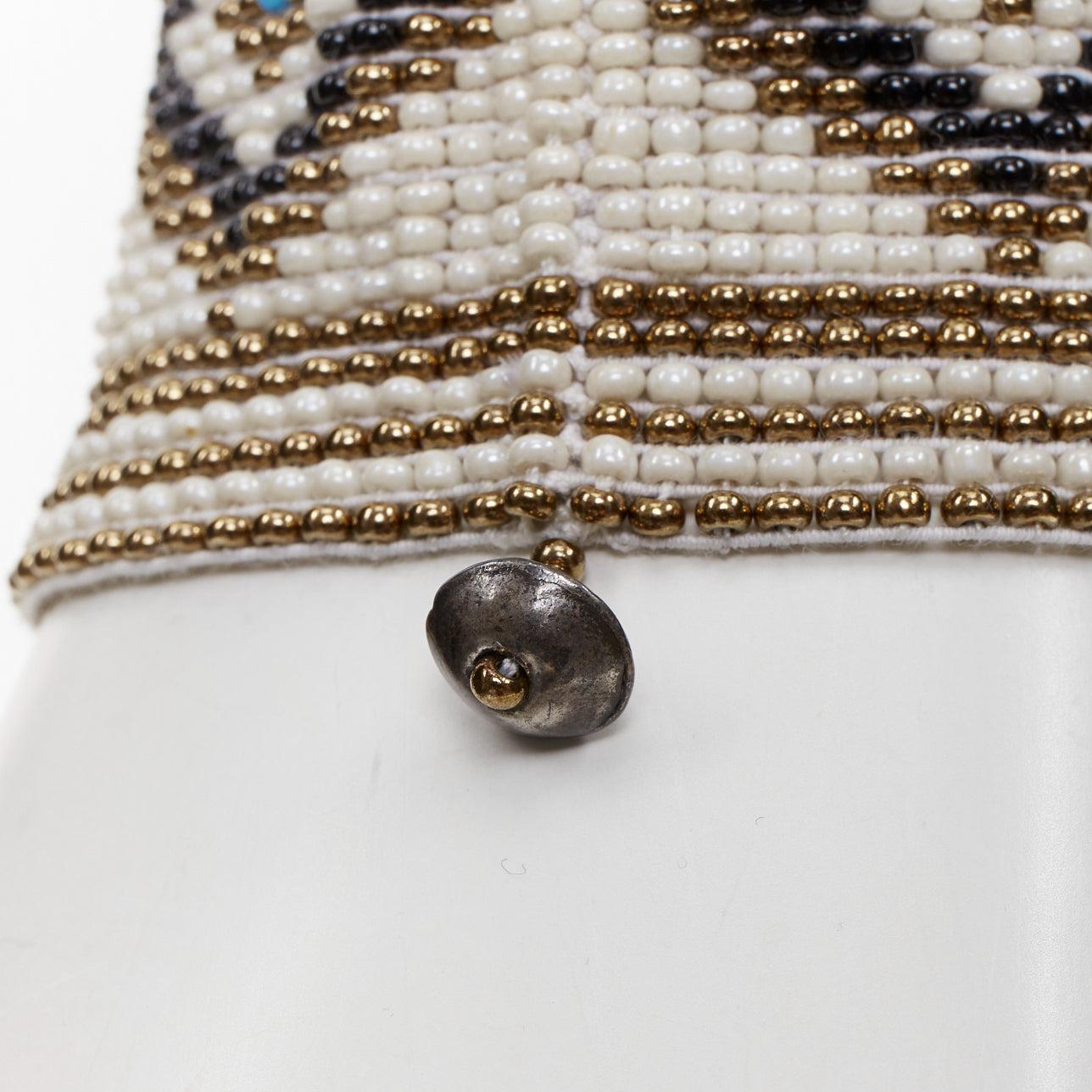 rare SAINT LAURENT Hedi Slimane Hippie Miyuki ethnic bead elastic cuff bracelet en vente 1