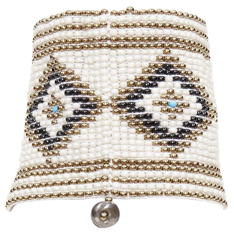 rare SAINT LAURENT Hedi Slimane Hippie Miyuki ethnic bead elastic cuff bracelet en vente