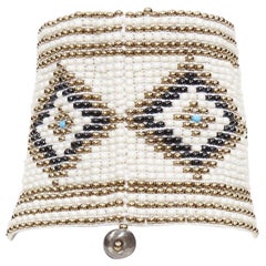 rare SAINT LAURENT Hedi Slimane Hippie Miyuki ethnic bead elastic cuff bracelet