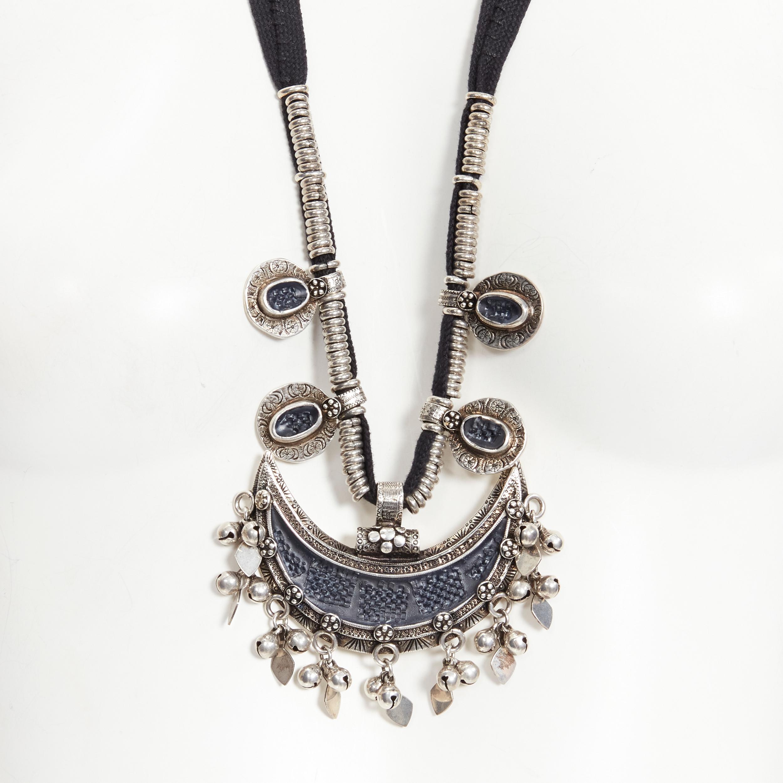 rare SAINT LAURENT Hedi Slimane Marrakech Runway stone crescent moon necklace 
Reference: TGAS/B01691 
Brand: Saint Laurent 
Designer: Hedi Sliman 
Material: Metal 
Color: Silver 
Pattern: Solid 
Closure: Lobster 
Extra Detail: Stone embellished