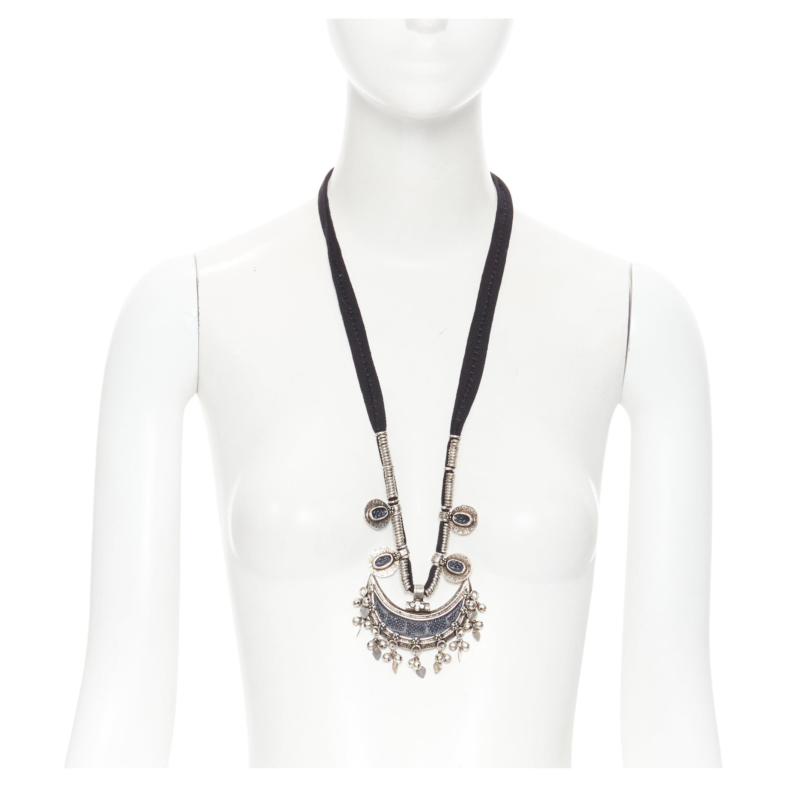 rare SAINT LAURENT Hedi Slimane Marrakech Runway stone crescent moon necklace For Sale