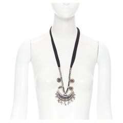 SAINT LAURENT Collier rare en pierre de croissant de lune de défilé Hedi Slimane pour Marrakech