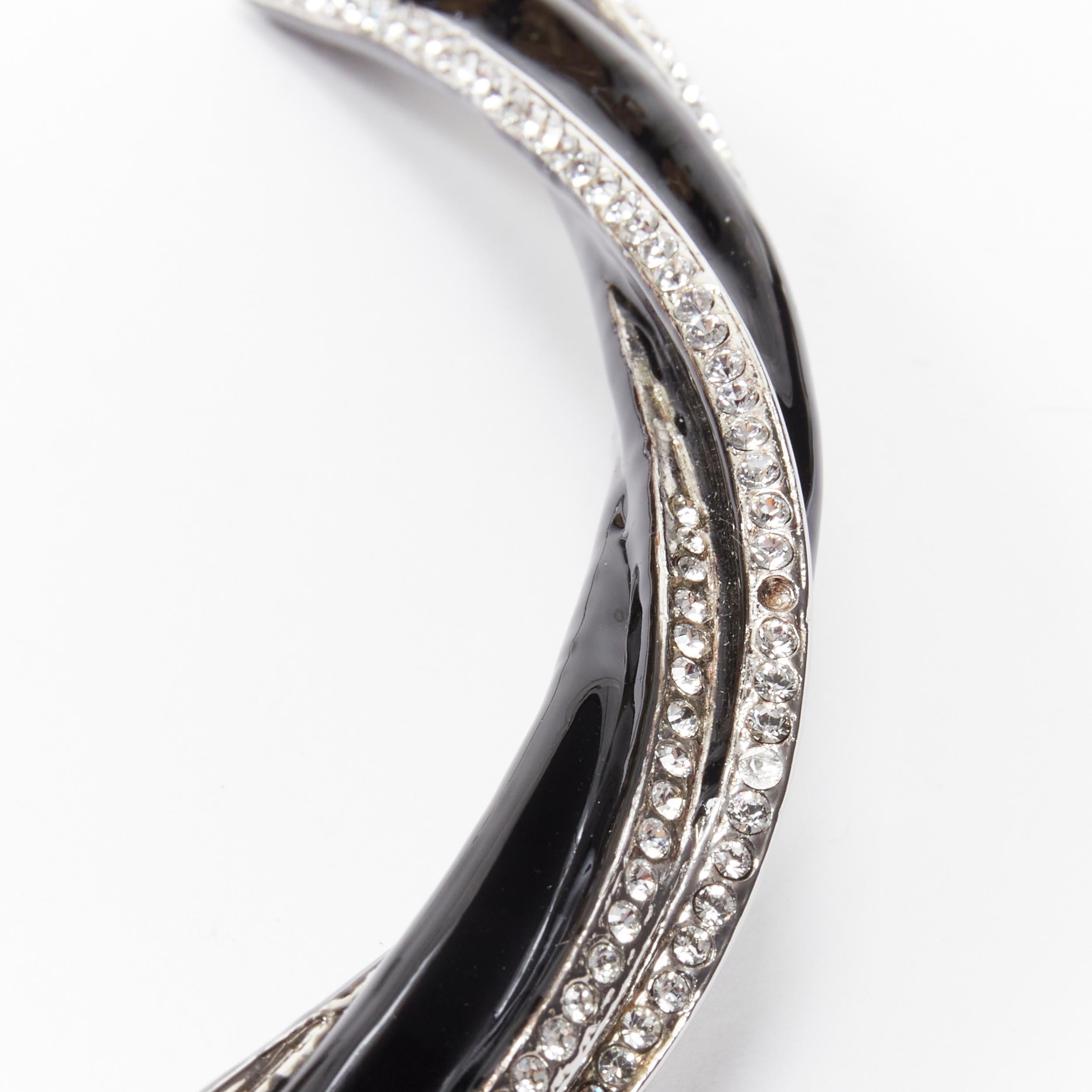 rare SAINT LAURENT Hedi Slimane silver crystal black twist YSL charm choker For Sale 3