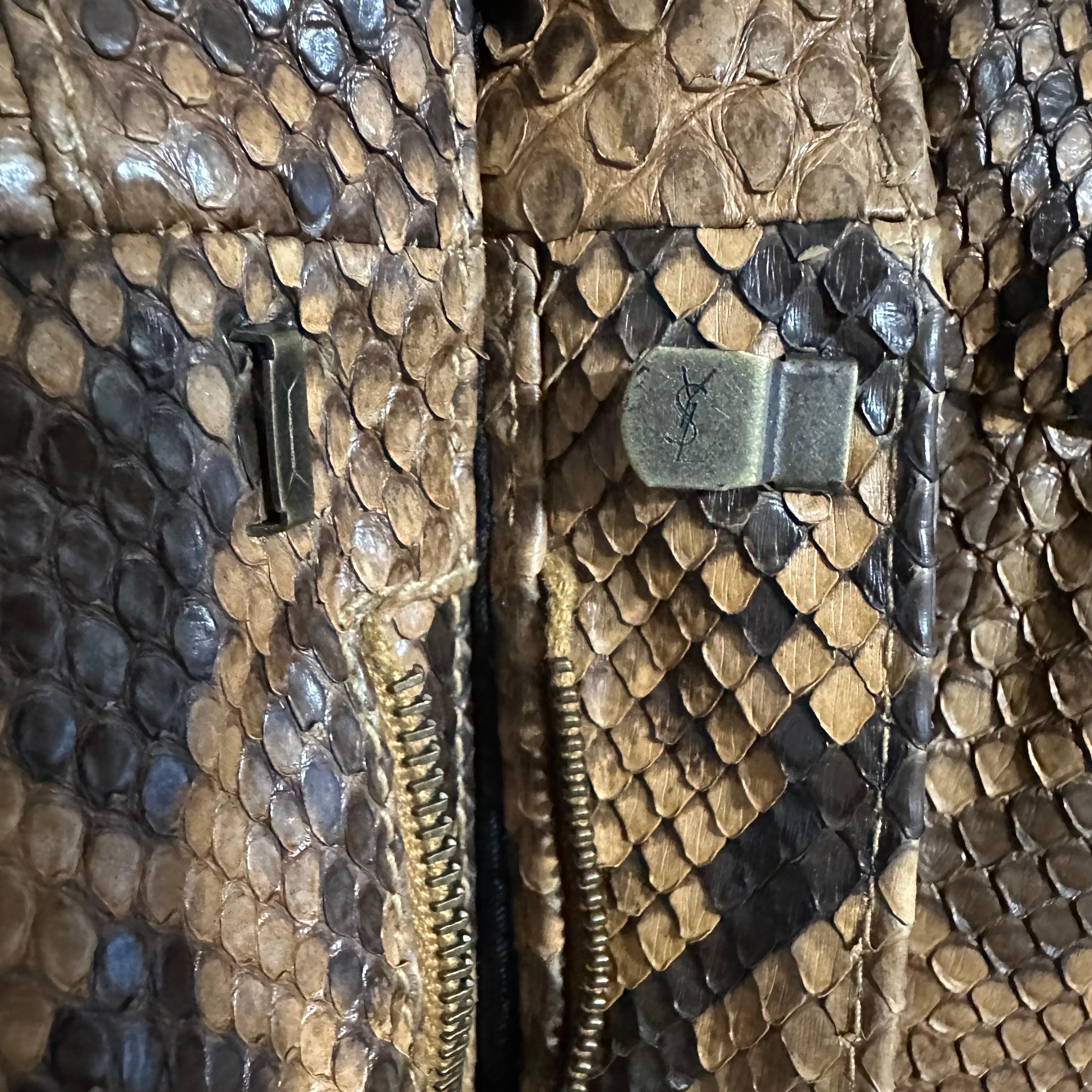 Rare Saint Laurent Paris Python Leather Belted Pl… - image 13