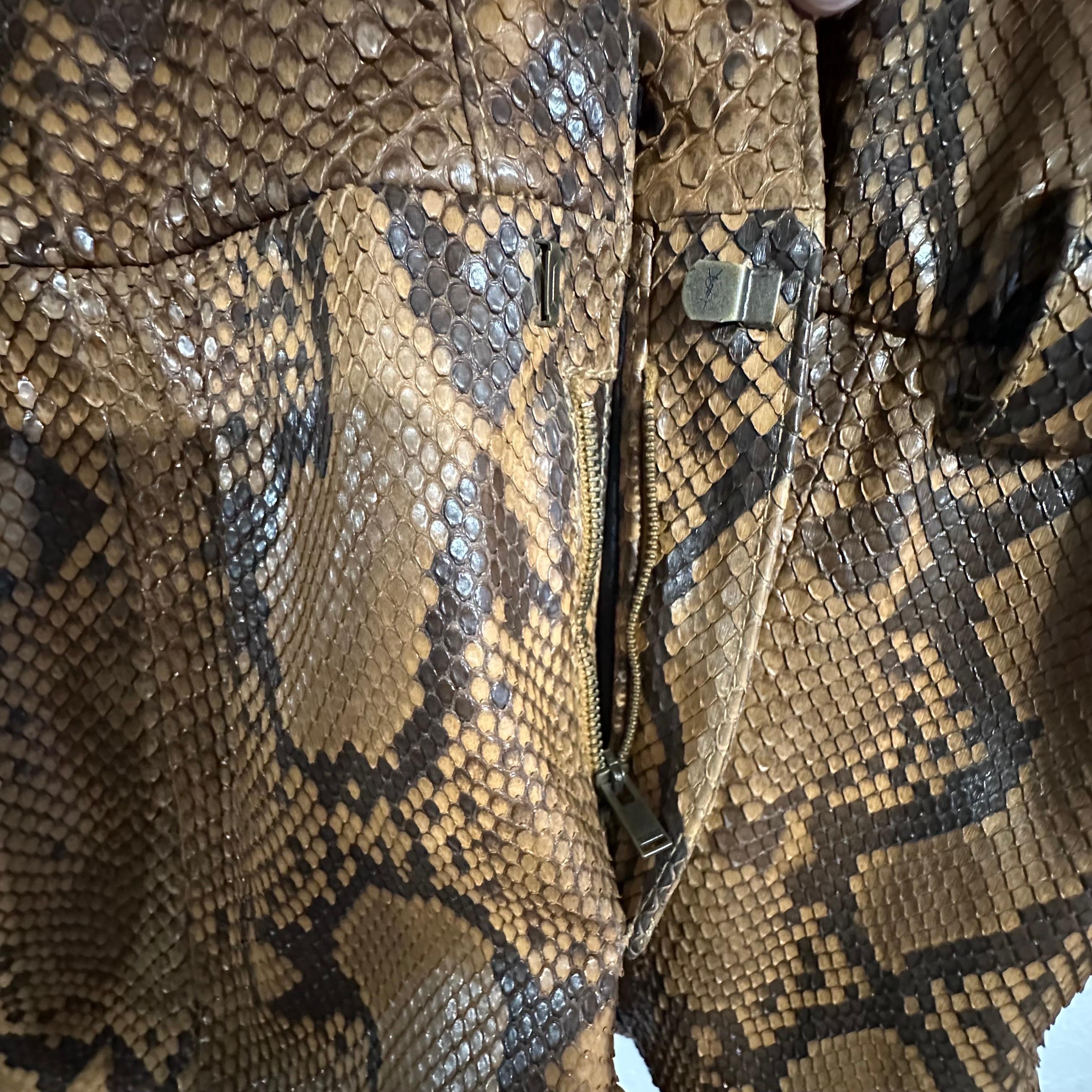 Rare Saint Laurent Paris Python Leather Belted Pl… - image 16