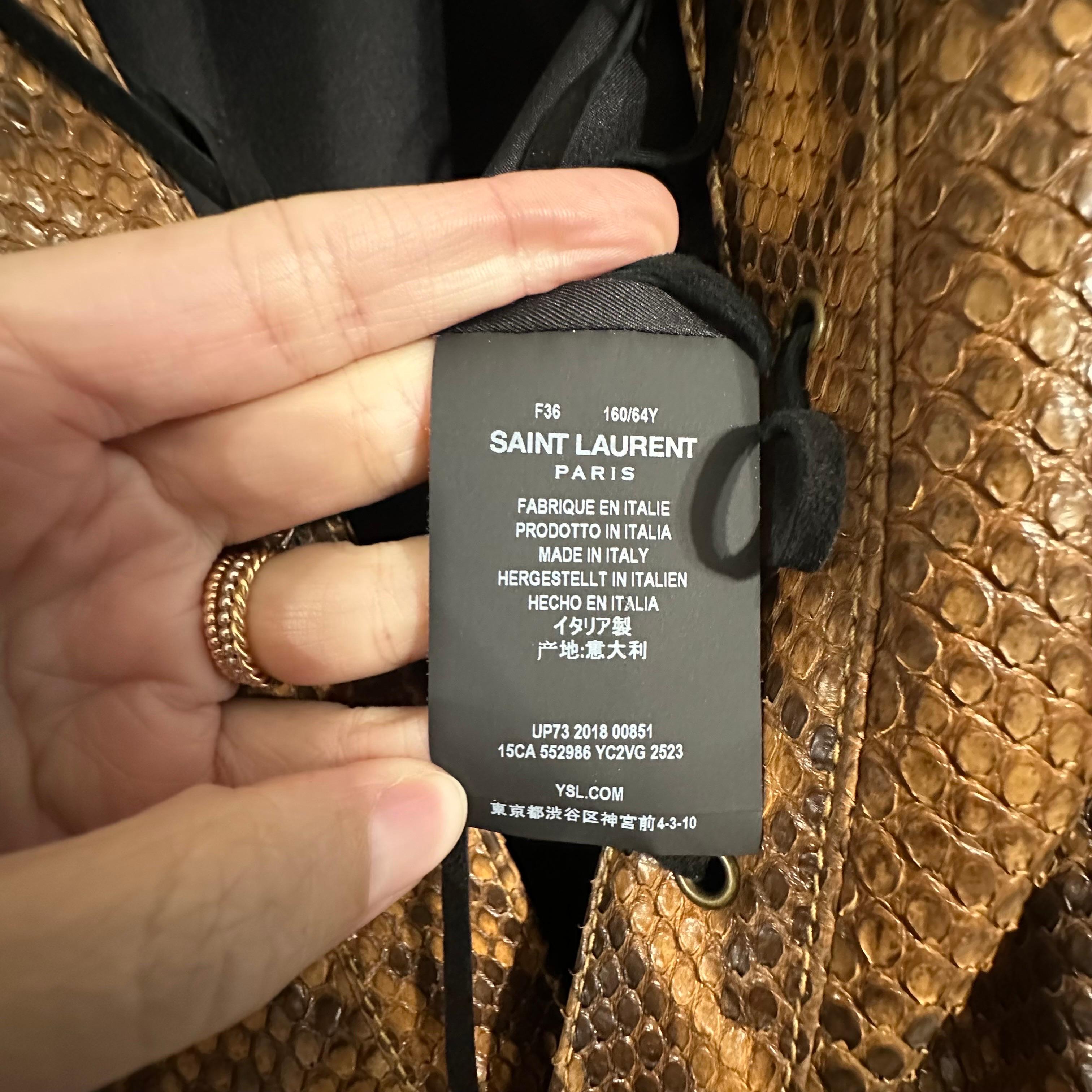 Rare Saint Laurent Paris Python Leather Belted Pl… - image 2