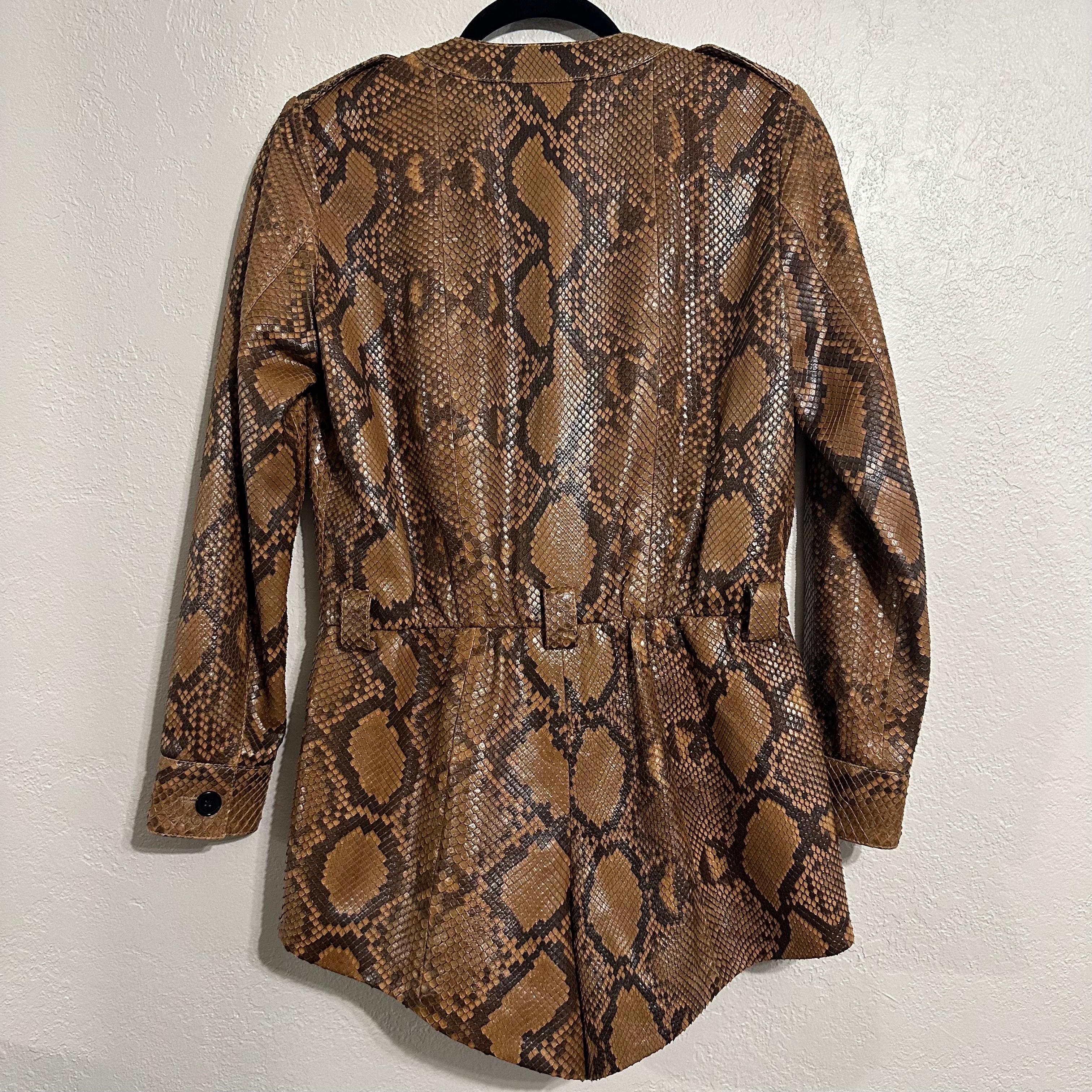 Rare Saint Laurent Paris Python Leather Belted Pl… - image 3