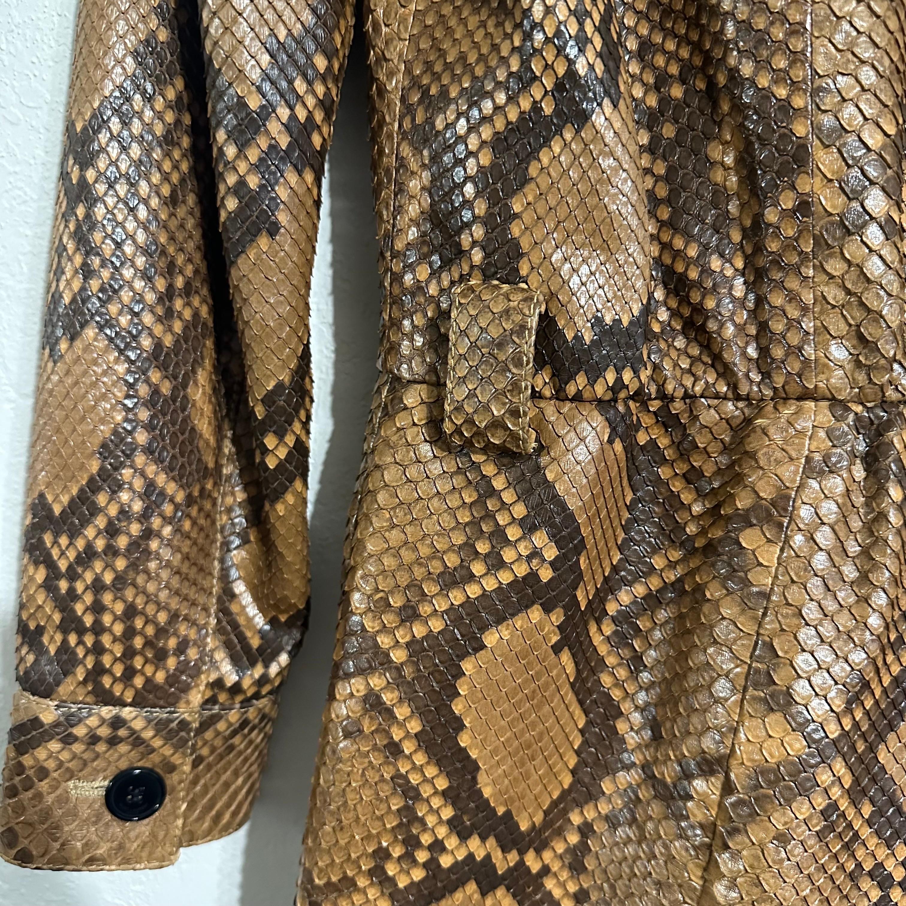 Rare Saint Laurent Paris Python Leather Belted Pl… - image 6