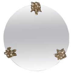 Rare Sally Sirkin Lewis for J. Robert Scott Art Deco Round Giltwood Lily Mirror