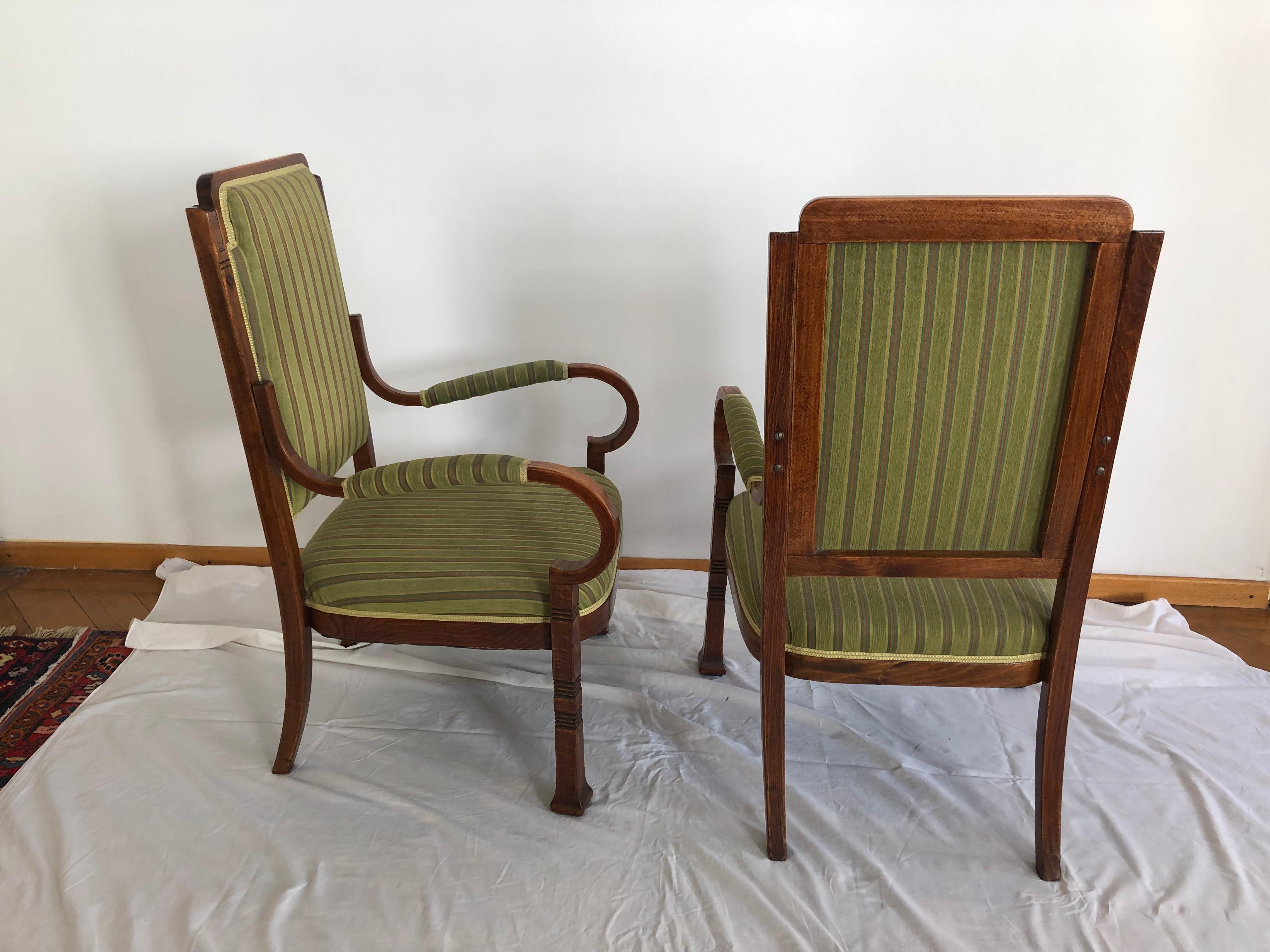 Vienna Secession Rare Salon Armchairs Nr. 14 by Thonet, Set of Two For Sale