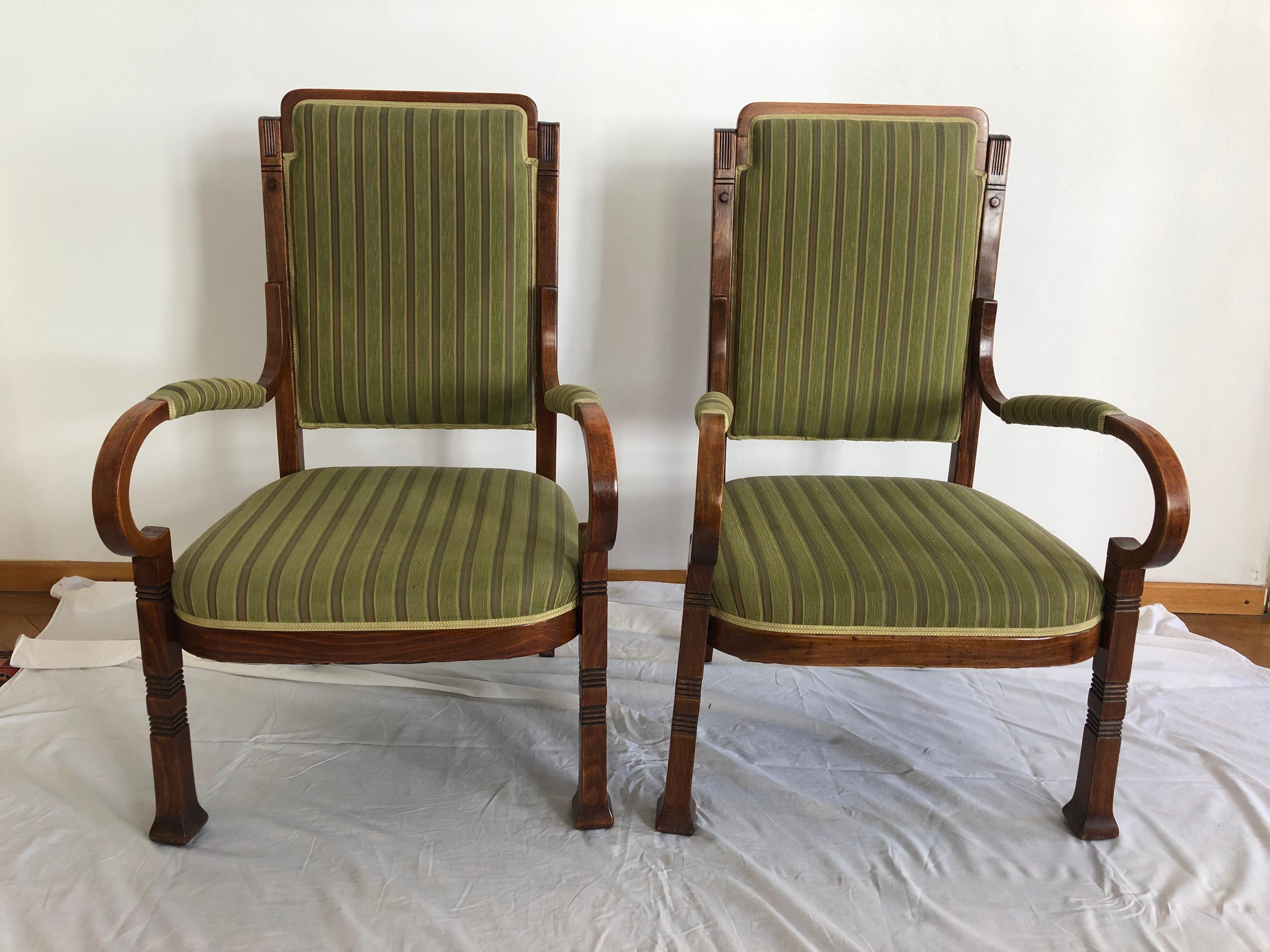 Early 20th Century Rare Salon Armchairs Nr. 14 by Thonet, Set of Two For Sale