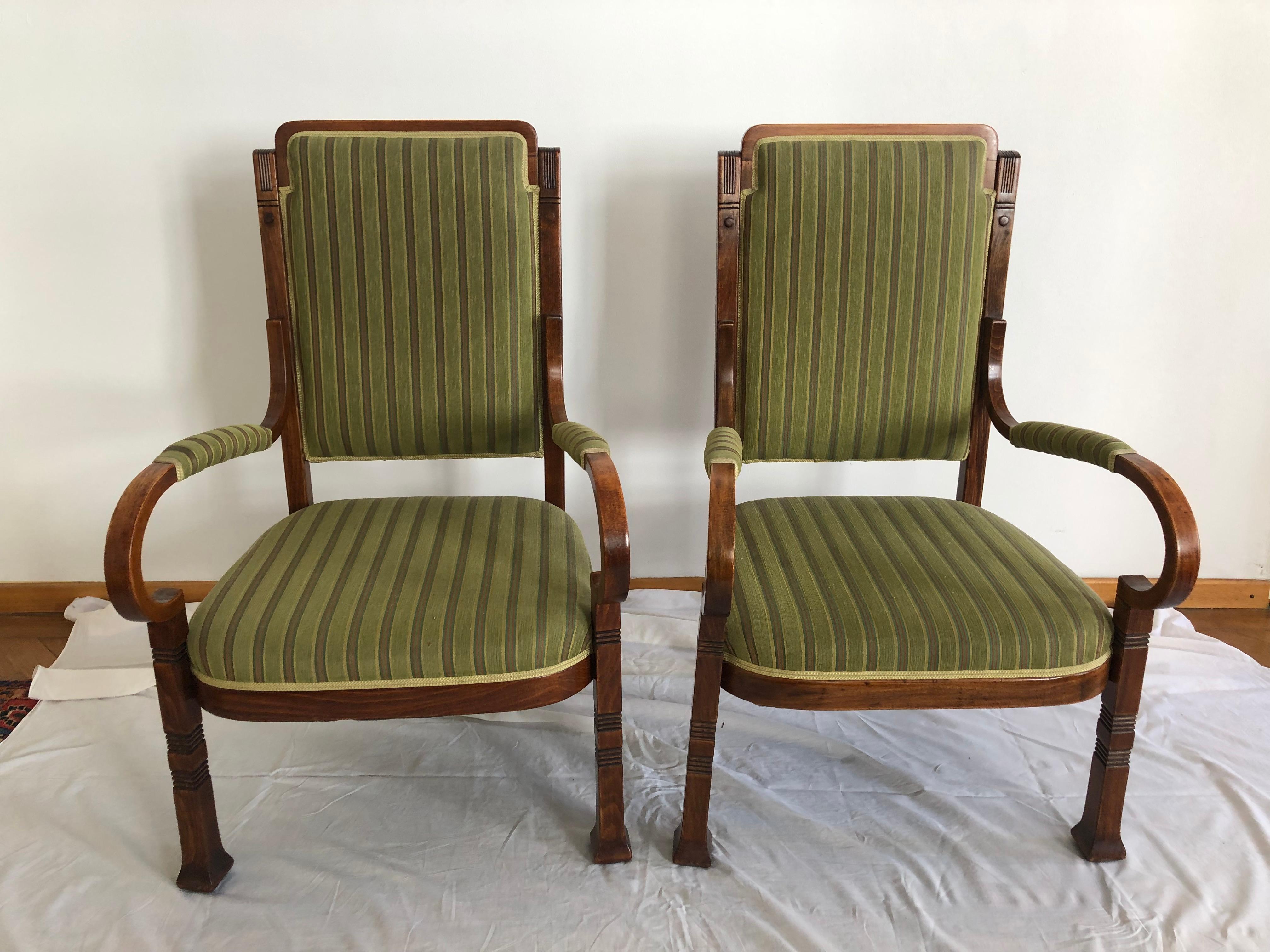 Beech Rare Salon Armchairs Nr. 14 by Thonet, Set of Two For Sale