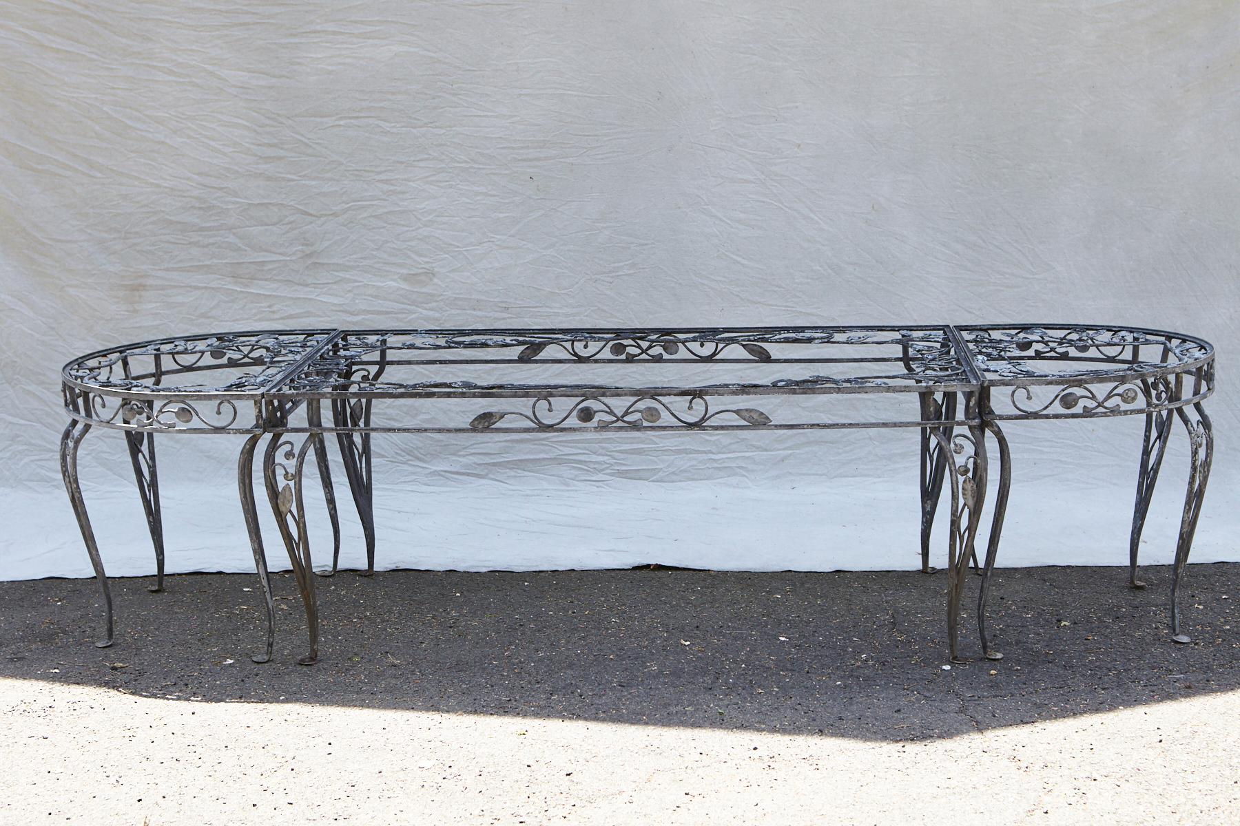 Hollywood Regency Rare Salterini Della Robbia Collection Wrought Iron Dining Set w Consoles, 1940s